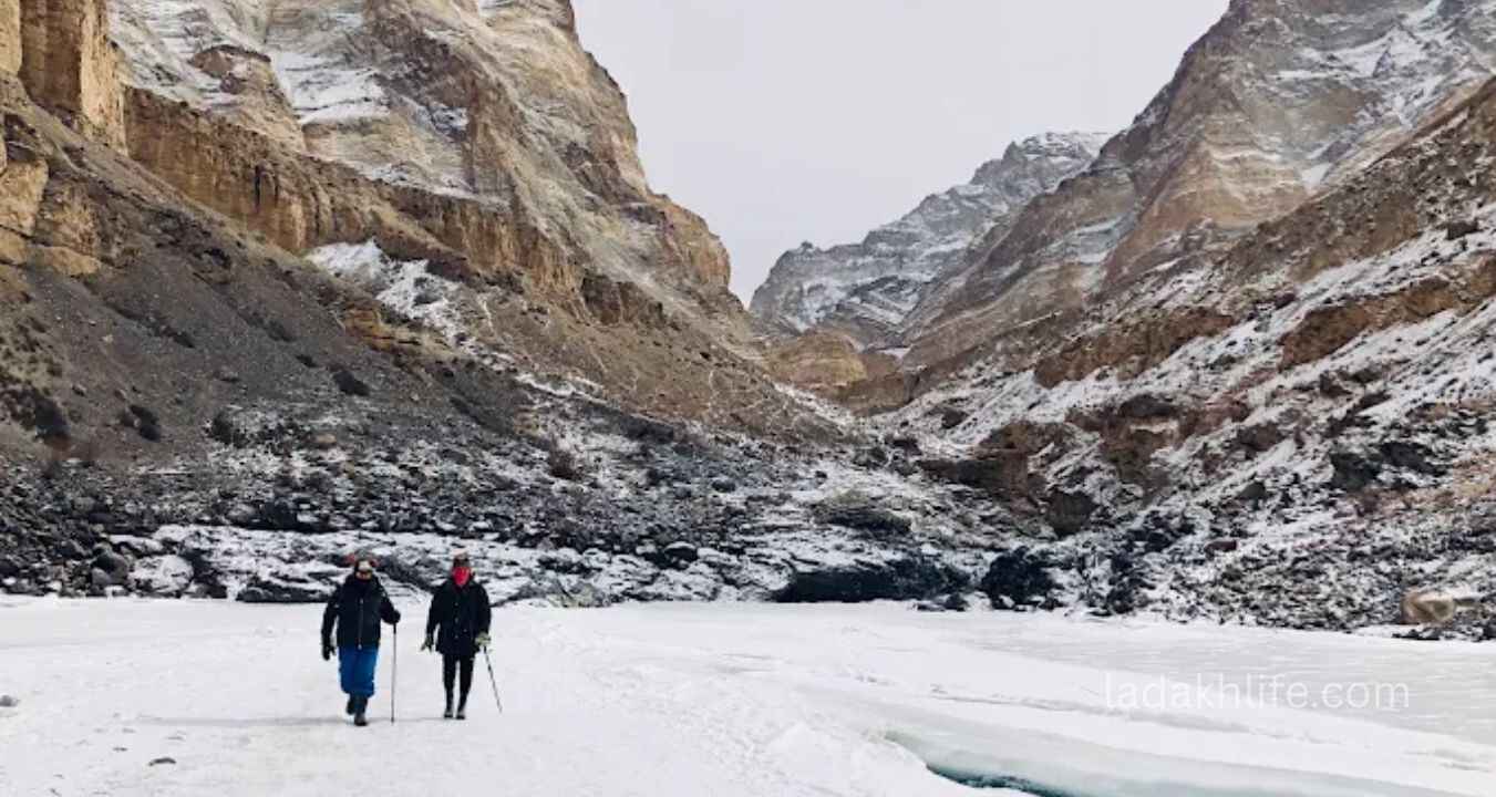 Glaciers and Himalayan peaks in Suru Valley Ladakh near traditional villages