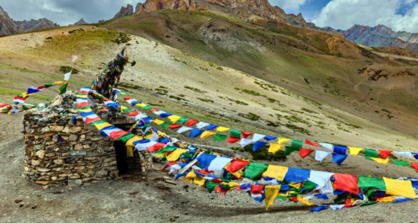 Panoramic Himalayan view from Fotu La Pass in Ladakh