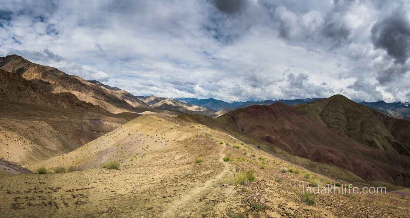 Adventure bikers crossing Wari La high altitude pass in Ladakh