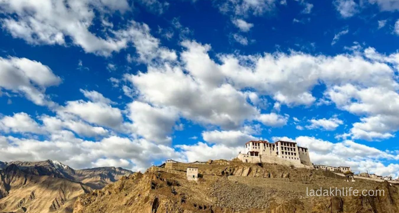 Stakna Monastery Tibetan Buddhist architecture and prayer flags in Ladakh