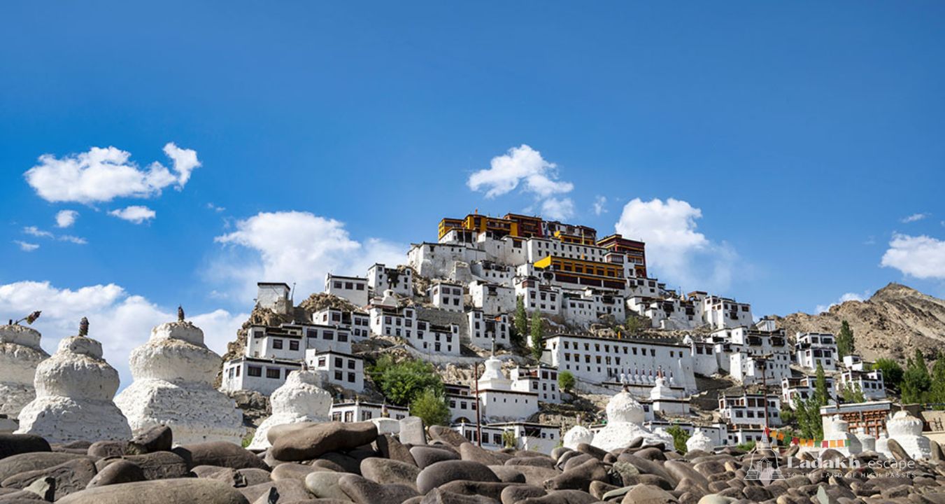 Monks performing morning prayers at Diskit Monastery Ladakh