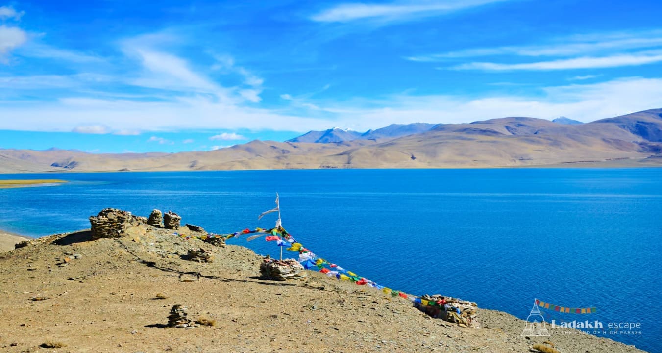 Tso Moriri Lake Ladakh panoramic view high altitude lake Changthang valley Himalayas