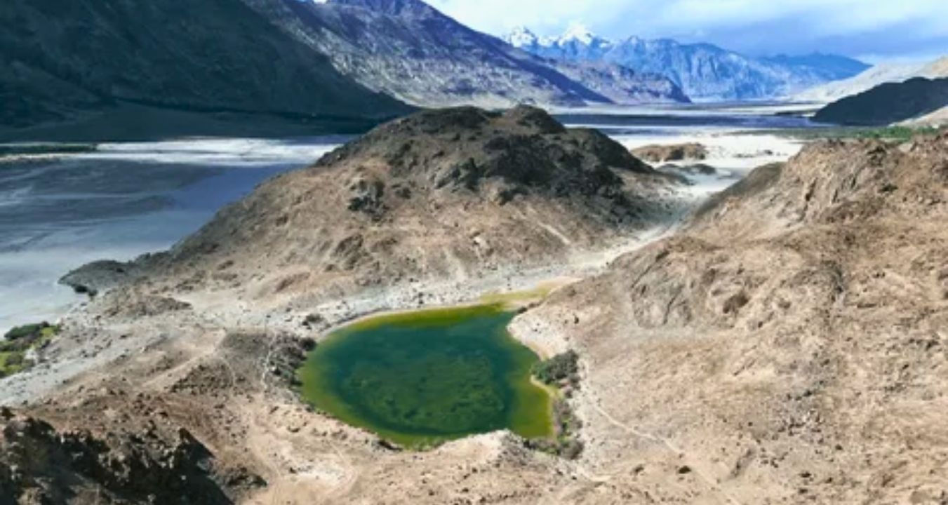 Scenic surroundings of Yarab Tso Lake Nubra Valley Ladakh offbeat travel destination